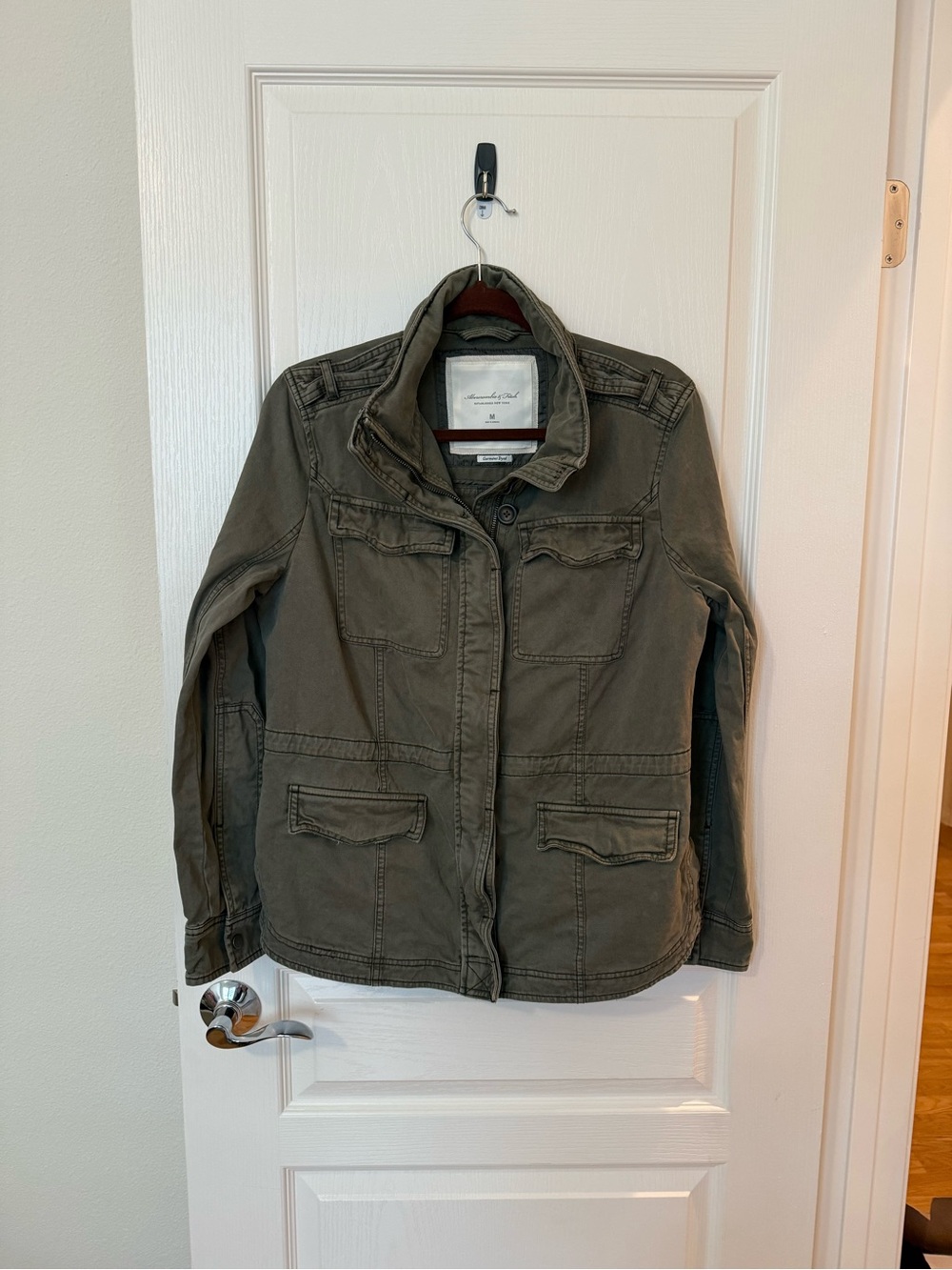 Abercrombie & Fitch Military-Style Olive Green Utility Jacket